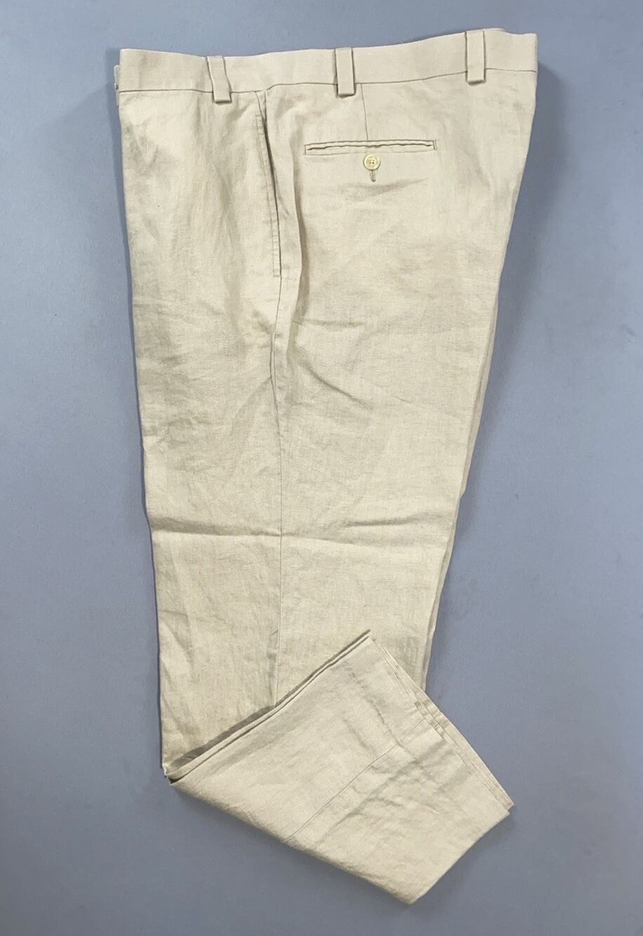 Calvin Klein Flat Front 100% Linen Dress Pants, Slacks. Beige, Men's 40X27.5 EUC